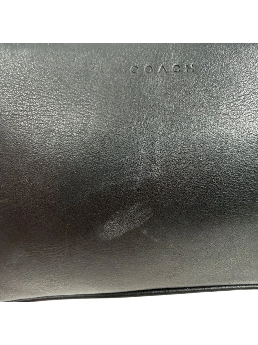 Vintage Coach Black Leather Zip Utility Pouch Clutch